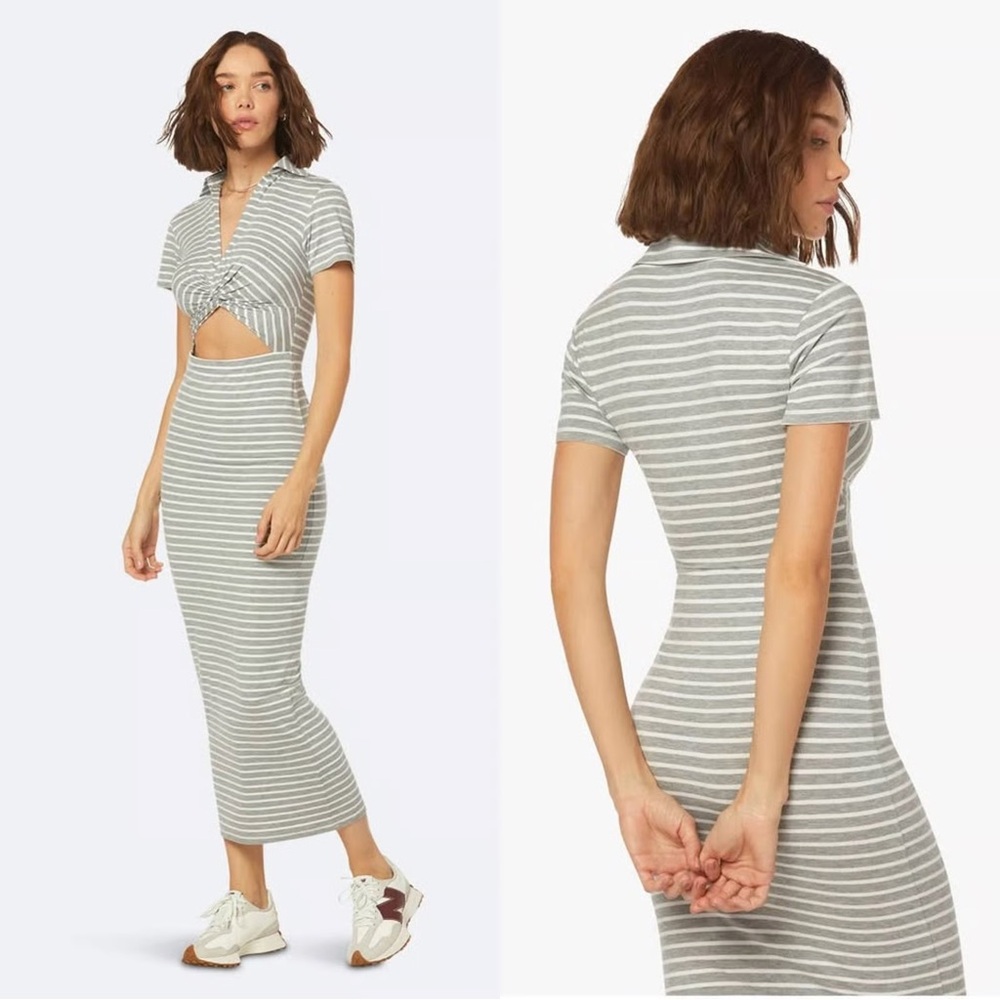Favorite Daughter Gray and White Striped Maxi Dress
